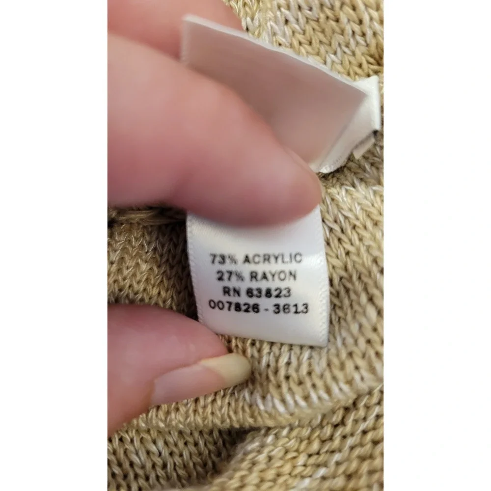 Christopher & Banks Open Knit Poncho Sweater Tan Cowl Neck L/XL